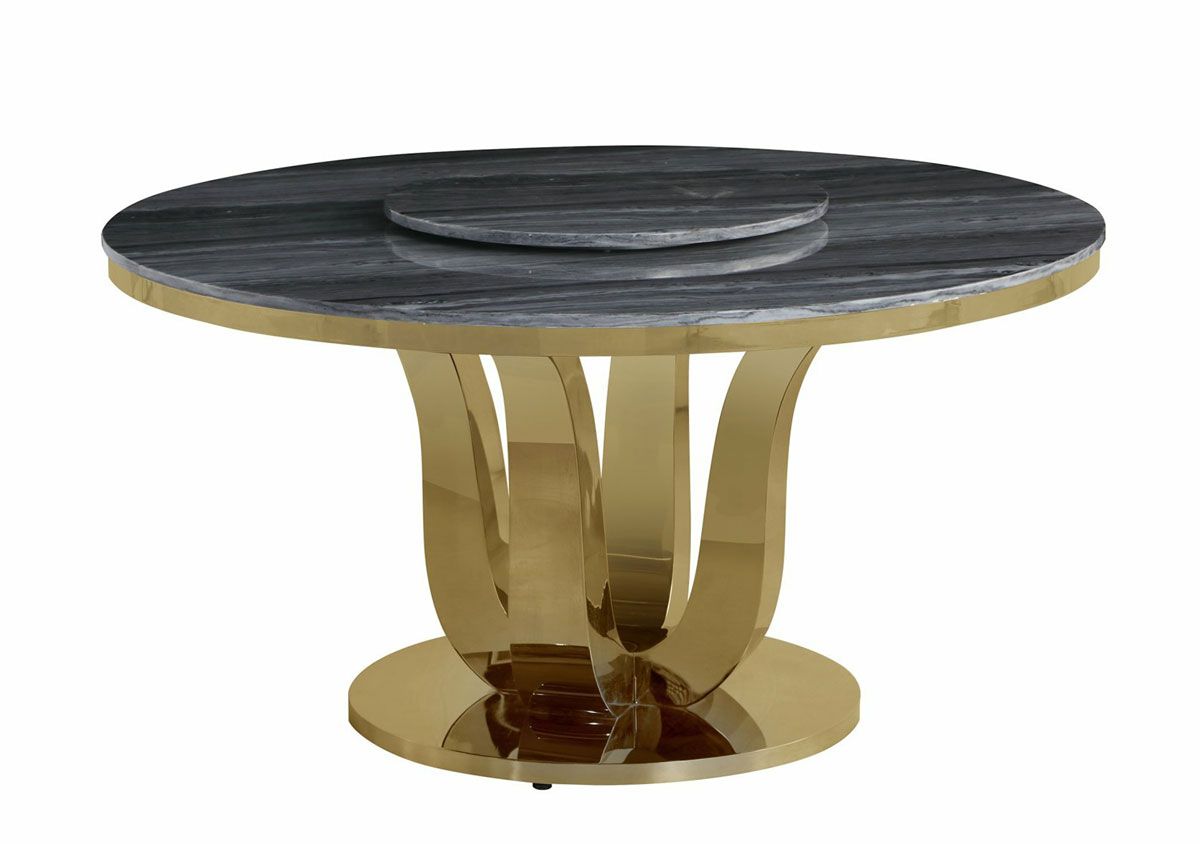 Reyna Round Marble Dining Table Gold Base