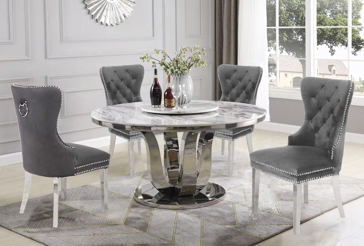 Reyna Round Marble Top Dining Table