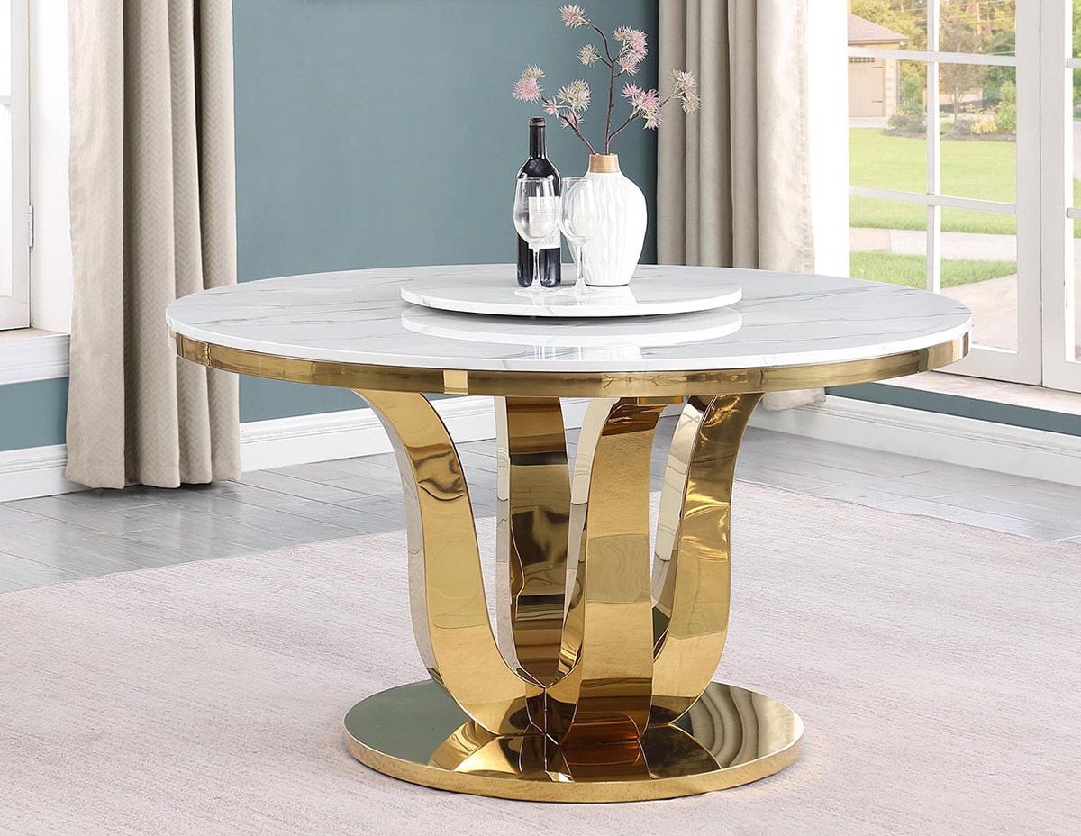 Reyna White Marble Top Dining Table