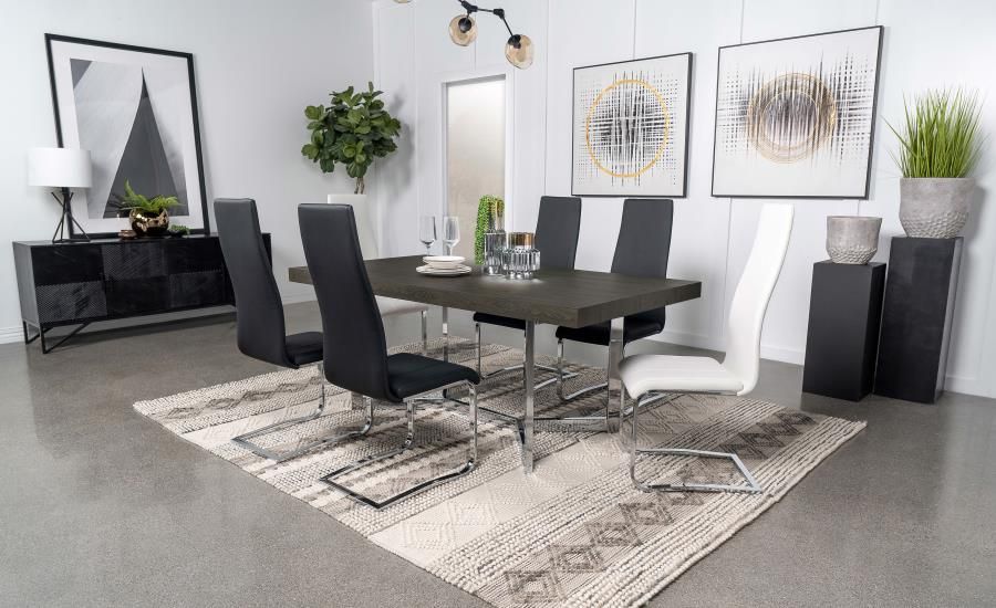 Reza Dark Oak Modern Dining Table With Chairs