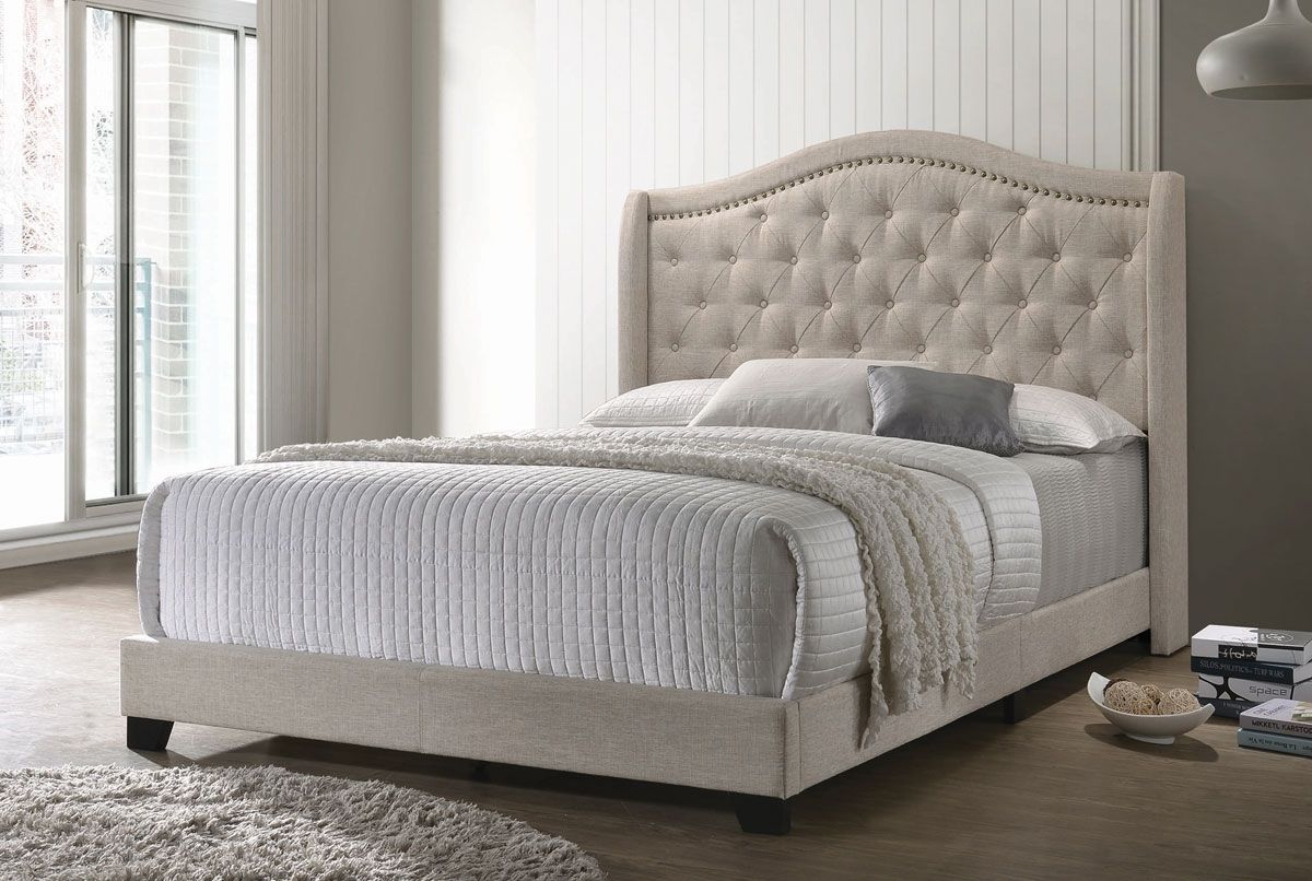 Rialta Beige Linen Fabric Bed