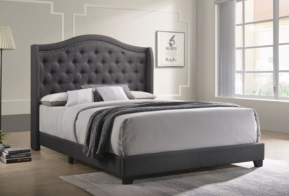Rialta Bed Gray Linen Upholstered