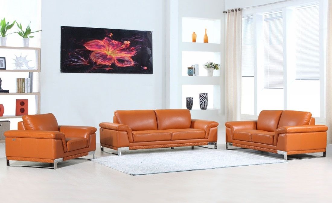 Richard Camel Color Leather Sofa