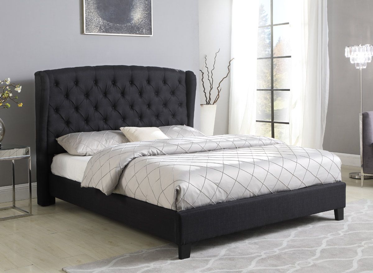 Richmond Black Linen Winged Bed