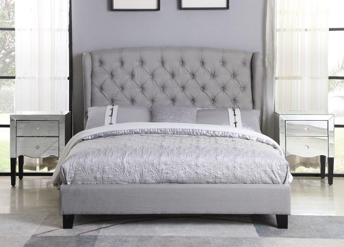 Richmond Tufted Grey Linen Bed