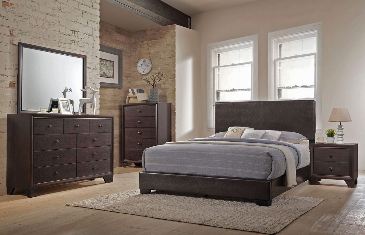 Ridge Contemporary Leather Bed 