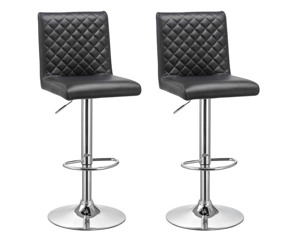 Riga Black Leather Barstools