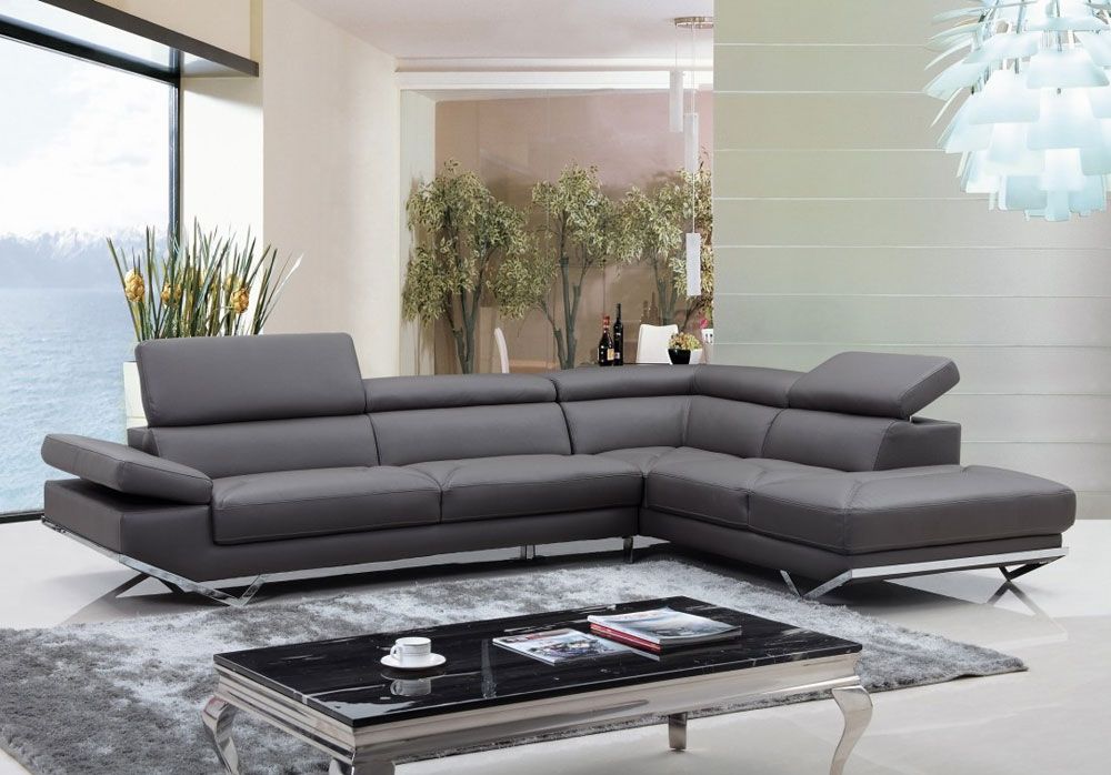 Rigatto Modern Sectional Gray Eco Leather