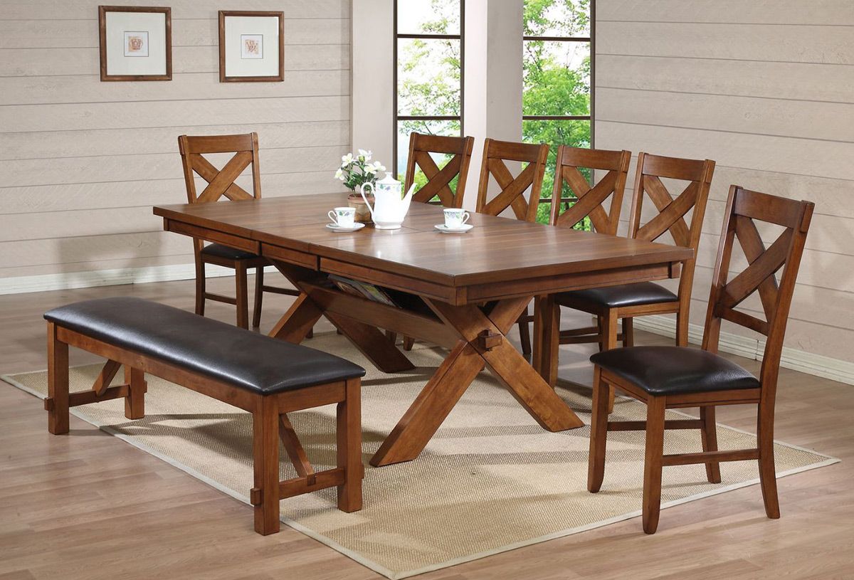 Ripton Walnut Finish Dining Table Set