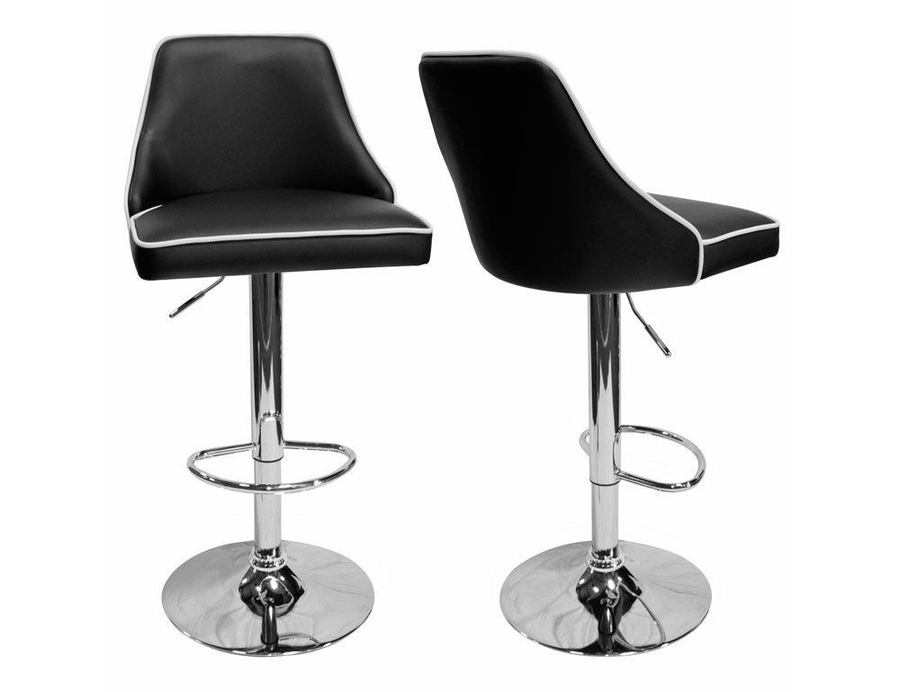 Riya Black Leather Barstool Set of 2