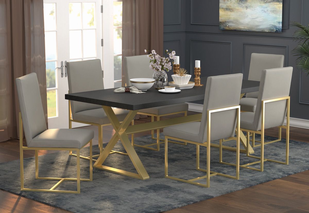 Robey Gold Finish Dining Table Set