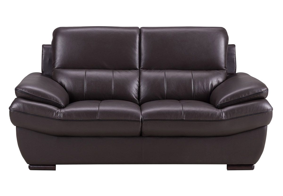 Rogelio Chocolate Leather Love Seat