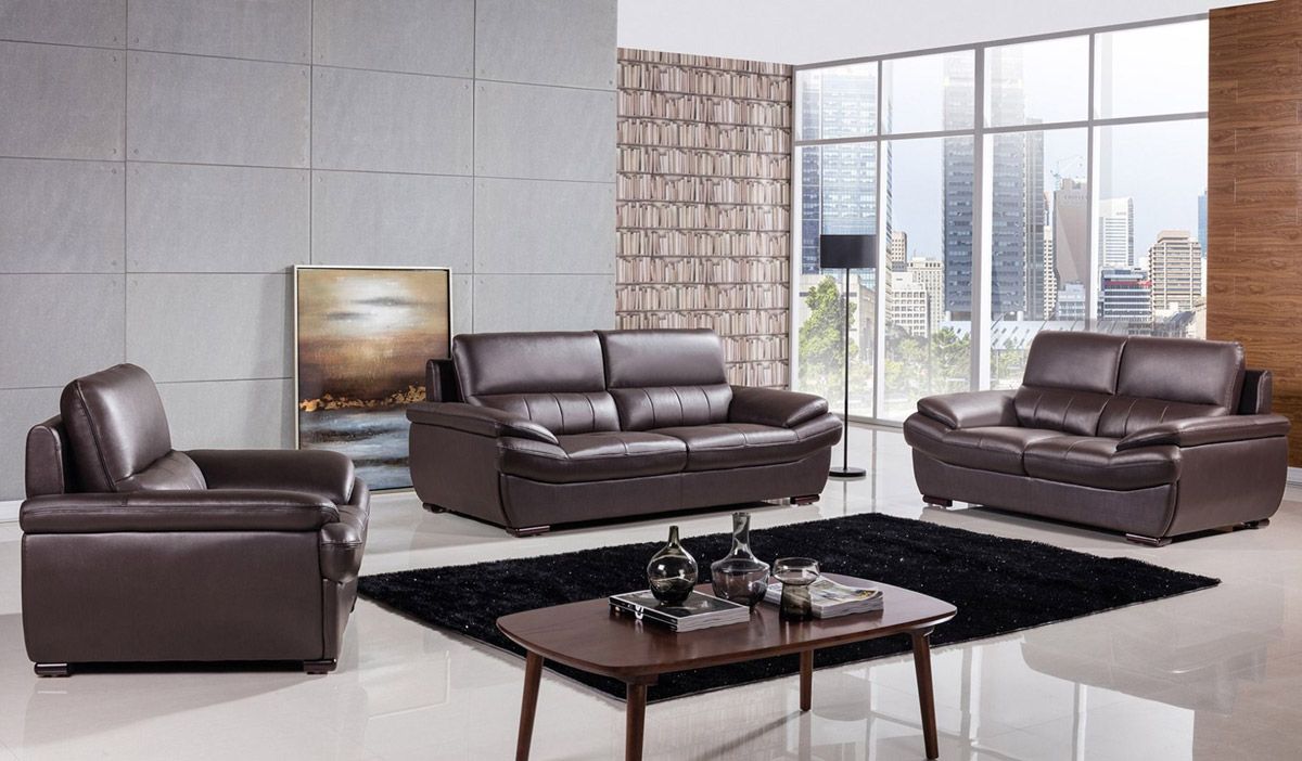 Rogelio Chocolate Genuine Leather Sofa