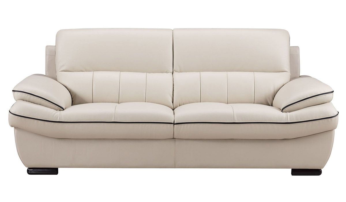 Rogelio Light Gray Leather Sofa