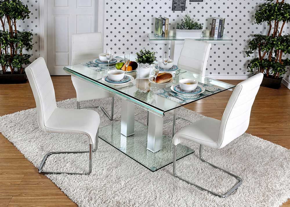 Rolien Modern Glass Top Table Set