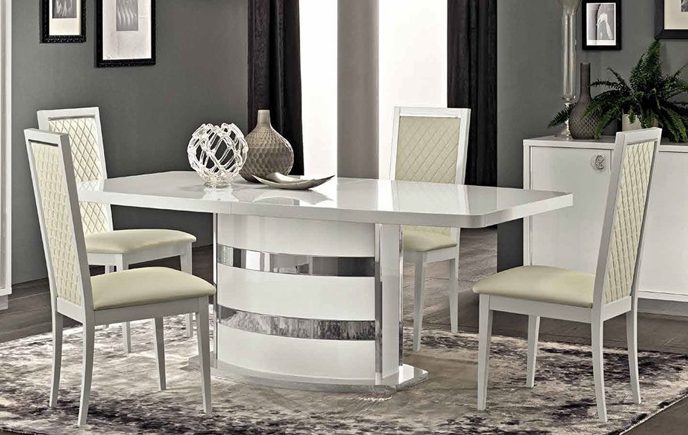 Roma White Modern Dining Table With Chairs
