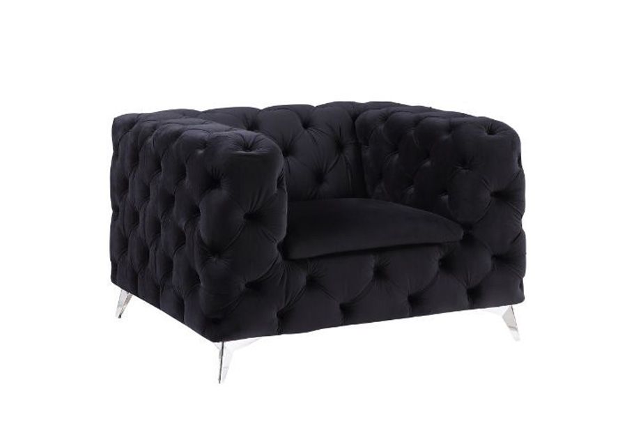 Romanus Black Velvet Tufted Chair