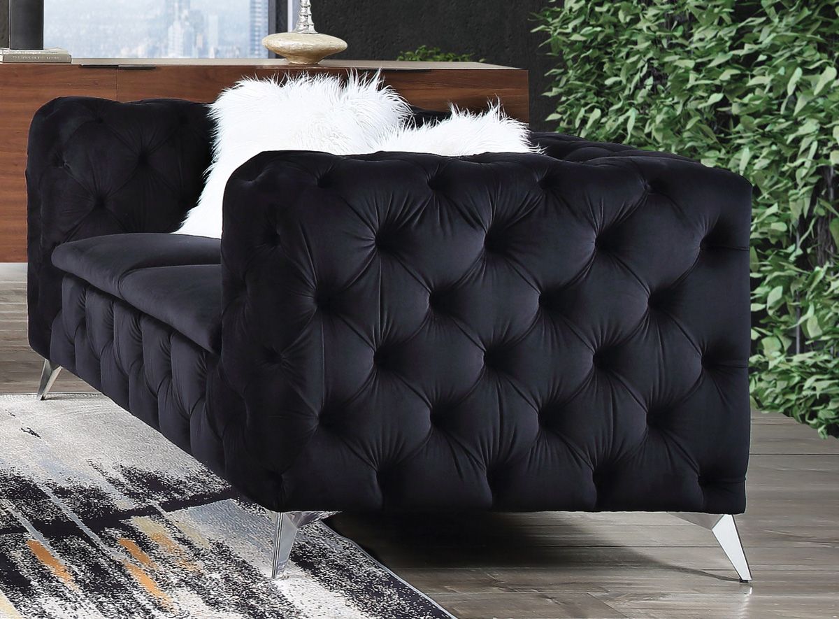Romanus Black Velvet Sofa Arm