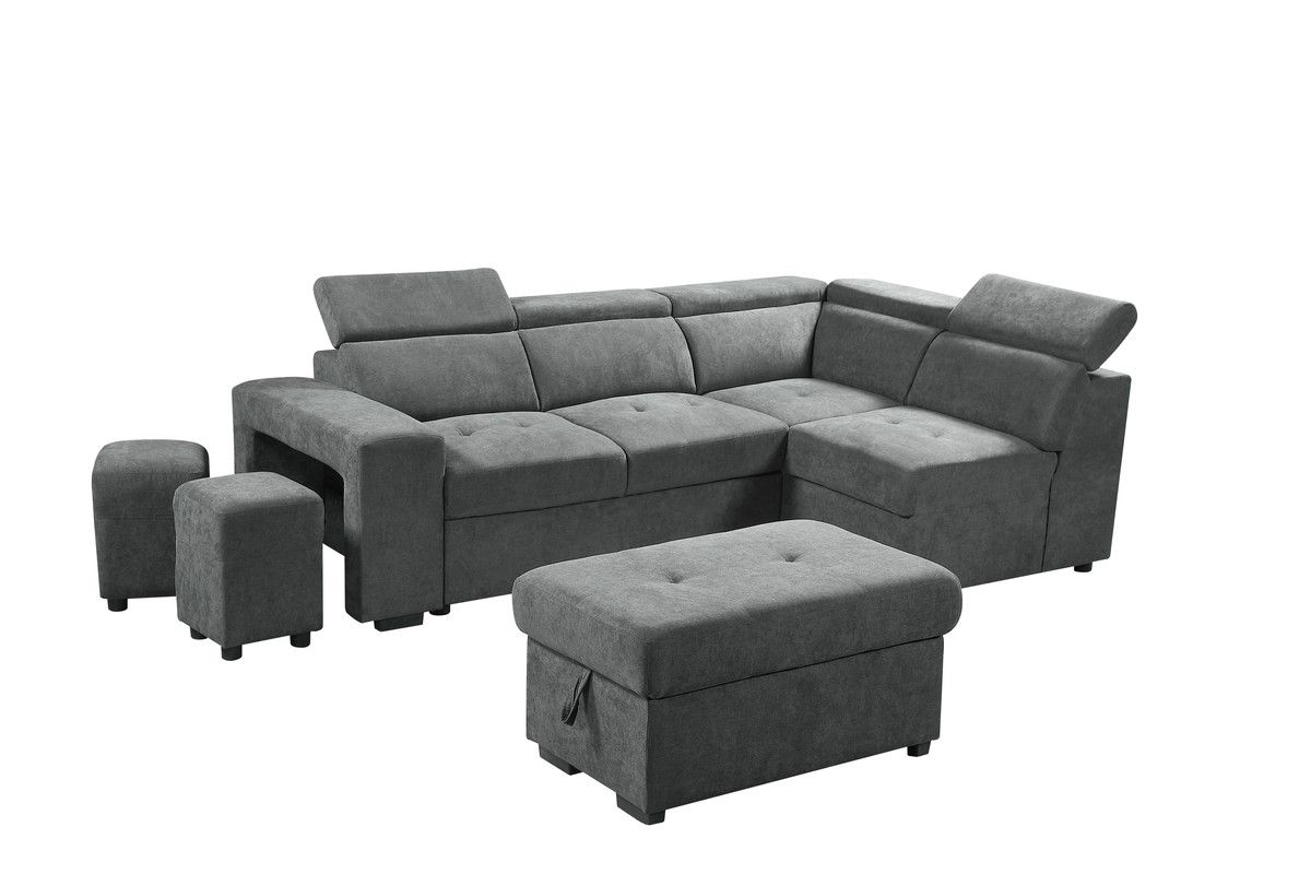 Ronaldo Sectional Sleeper With Stools And Ottoman