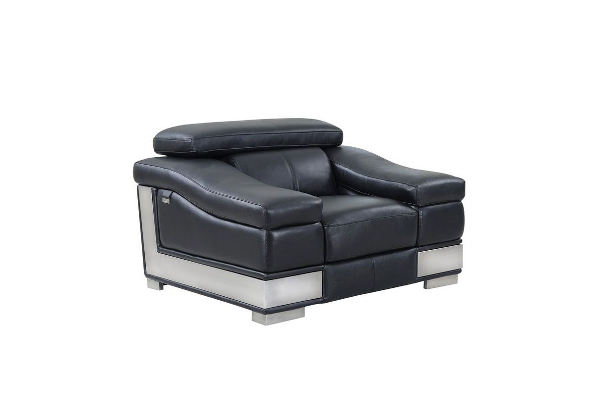 Rosetta Black Genuine Leather Chair