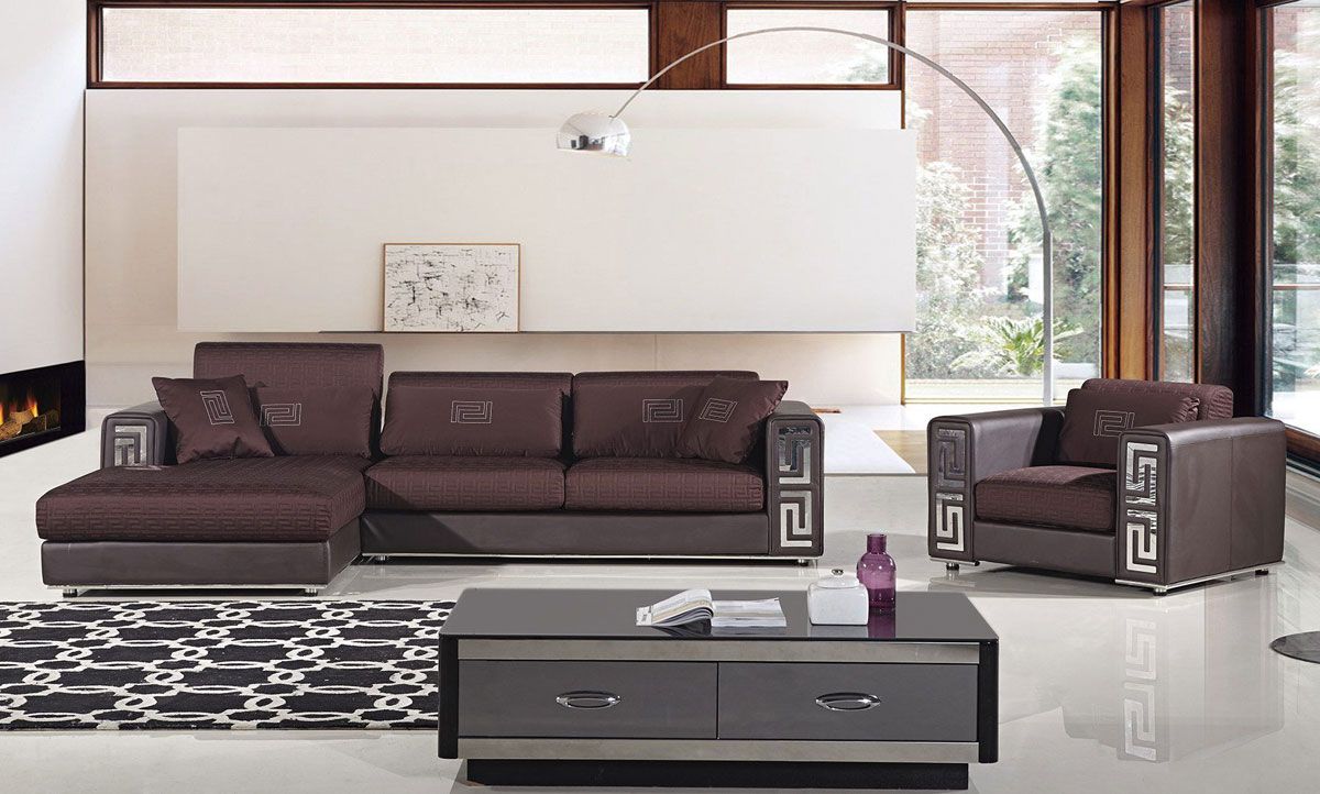 Rouge Burgundy Modern Sectional Sofa Set