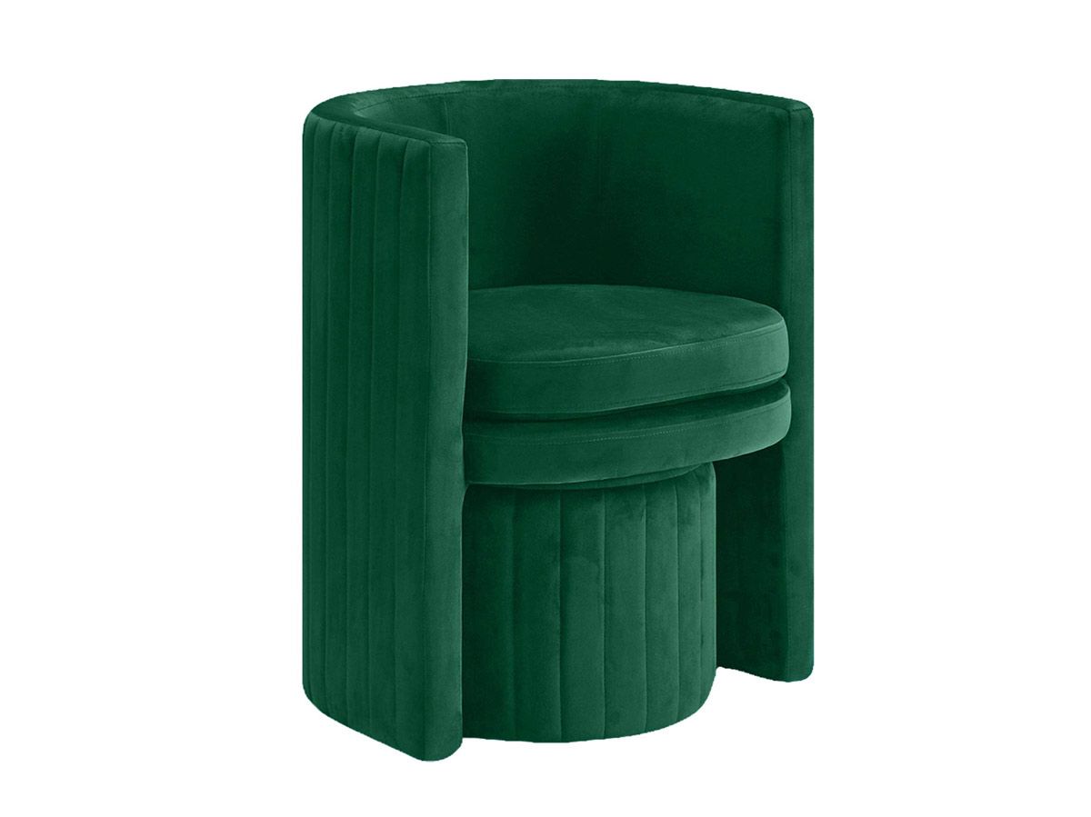 Roven Green Velvet Accent Chair With Ottoman