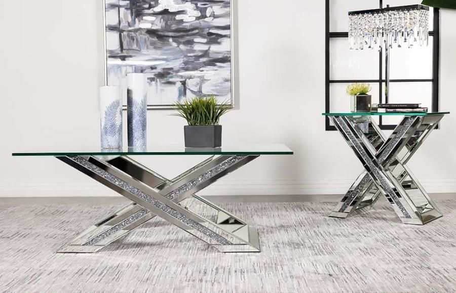 Roves Mirrored Coffee Table Set