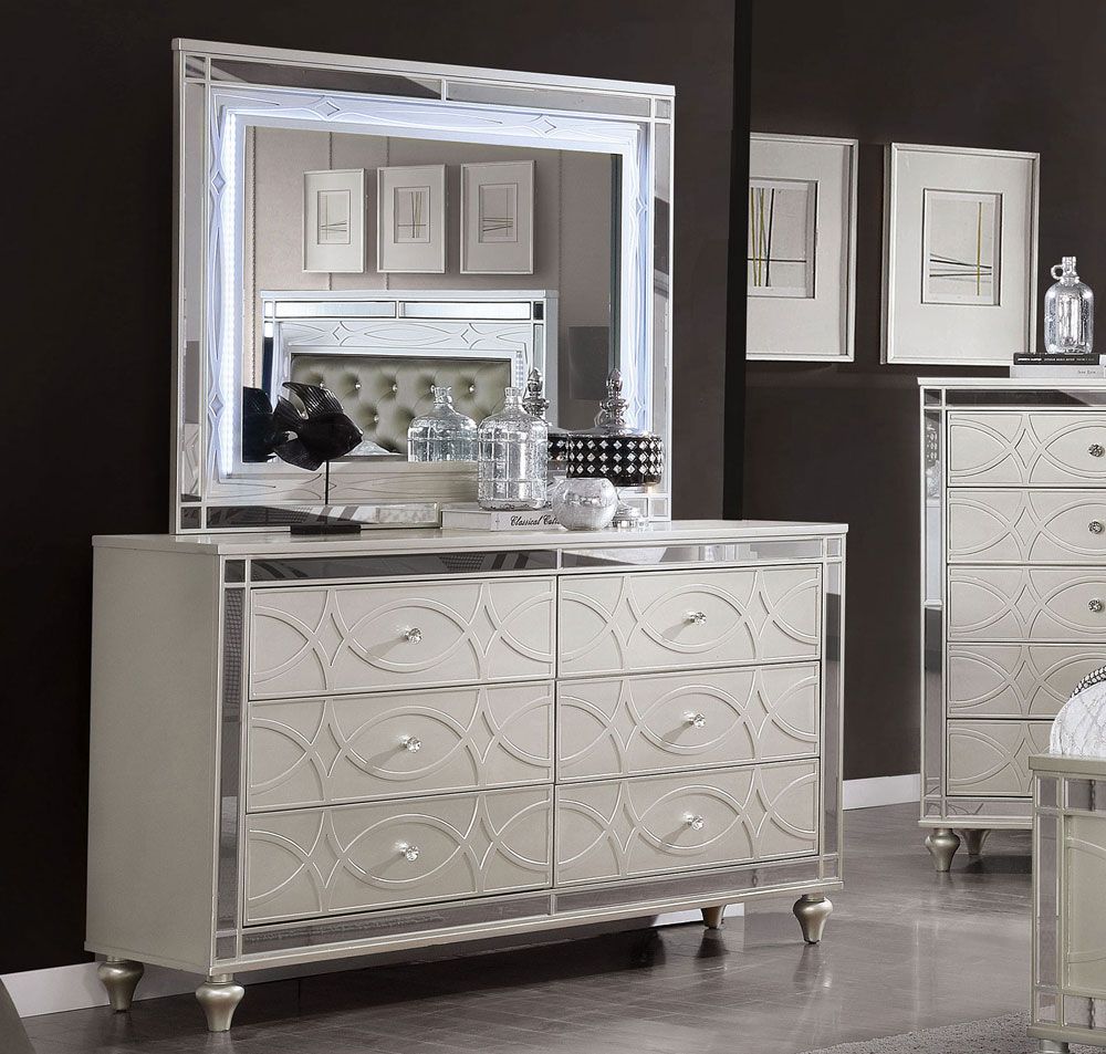 Royale Bedroom Dresser With LED Mirror