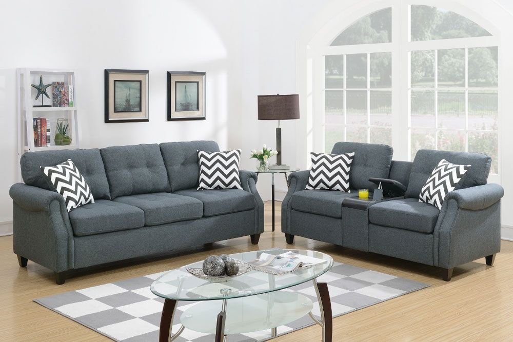 Rubin Grey Fabric Living Room Set