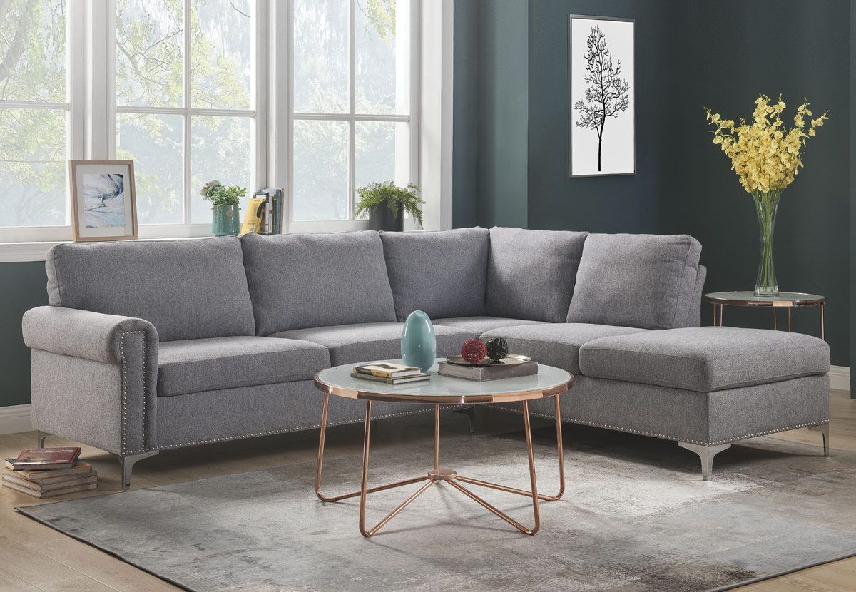 Ruby Contemporary Grey Fabric Sectional