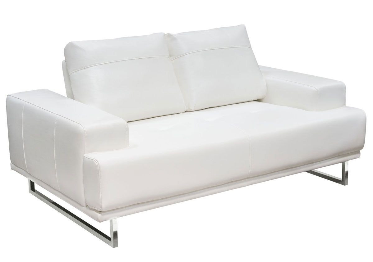 Bradly White Air Leather Love Seat