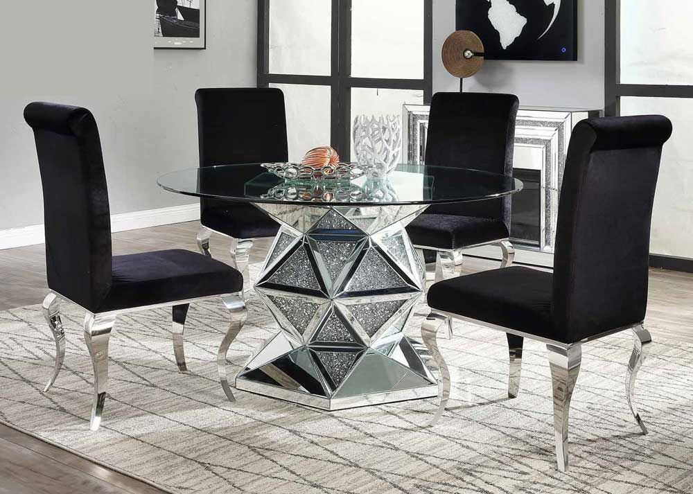 Rutledge Round Mirrored Table With Crystals