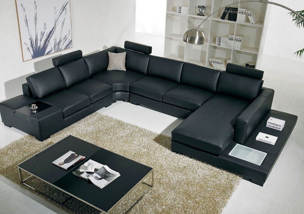 Rylie Modern Black Sectional With Light