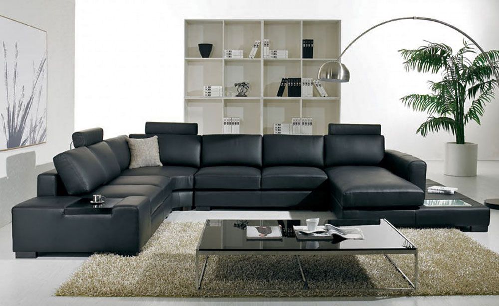 Rylie Modern Black Leather Sectional