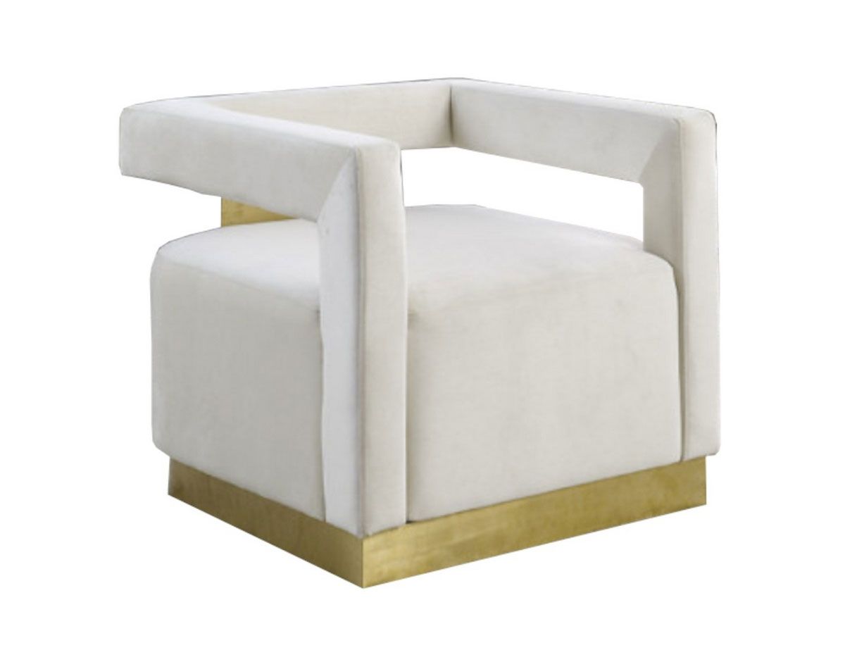 Saba Beige Velvet Modern Accent Chair