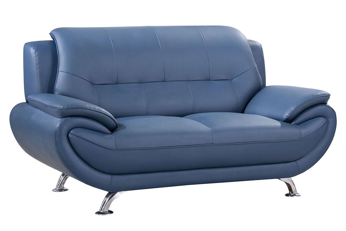 Sabina Blue Leather Love Seat