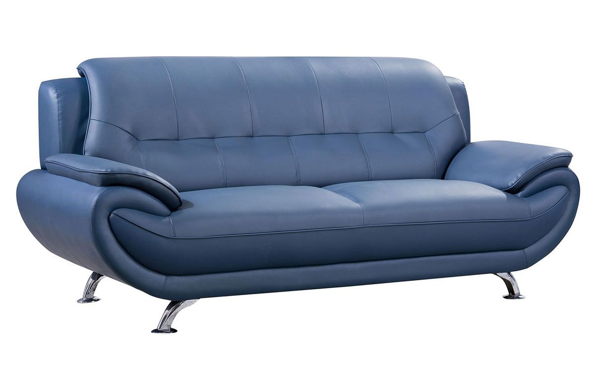 Sabina Blue Leather Sofa