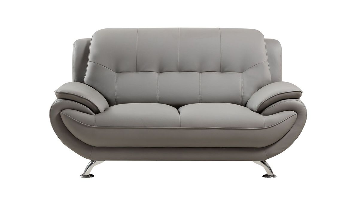 Sabina Modern Grey Leather Love Seat