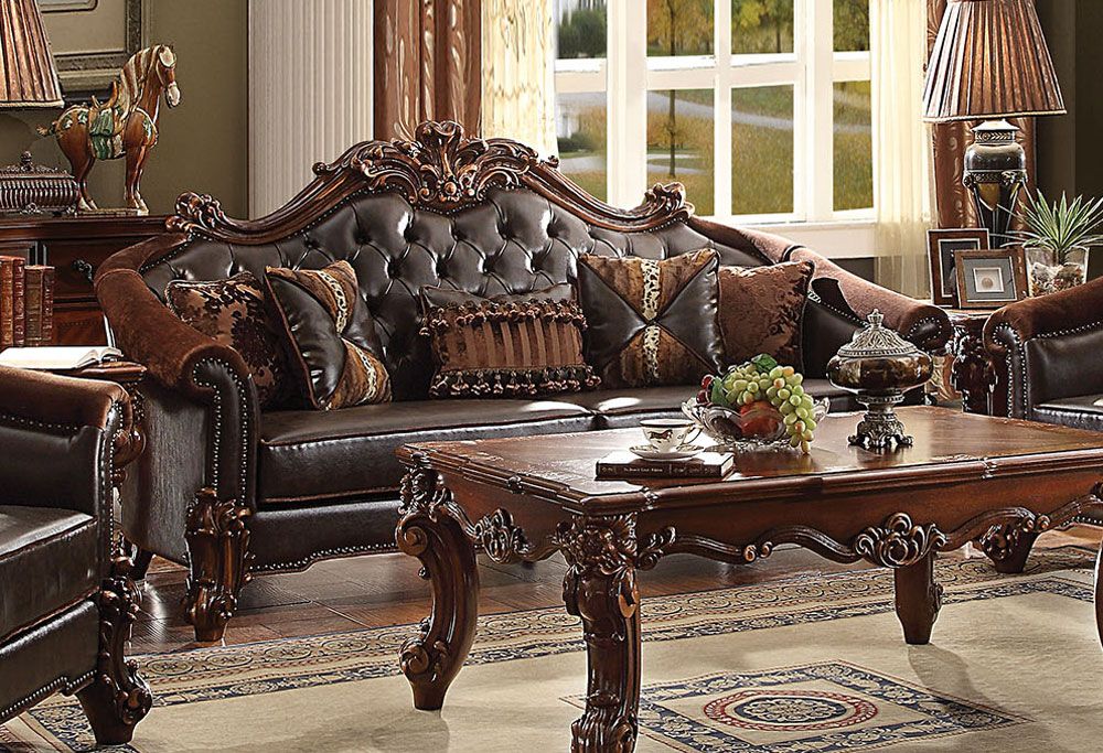 Sally Victorian Style Leather Sofa