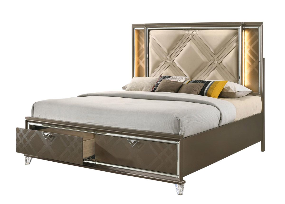 Salvino LED Bed With Drawers