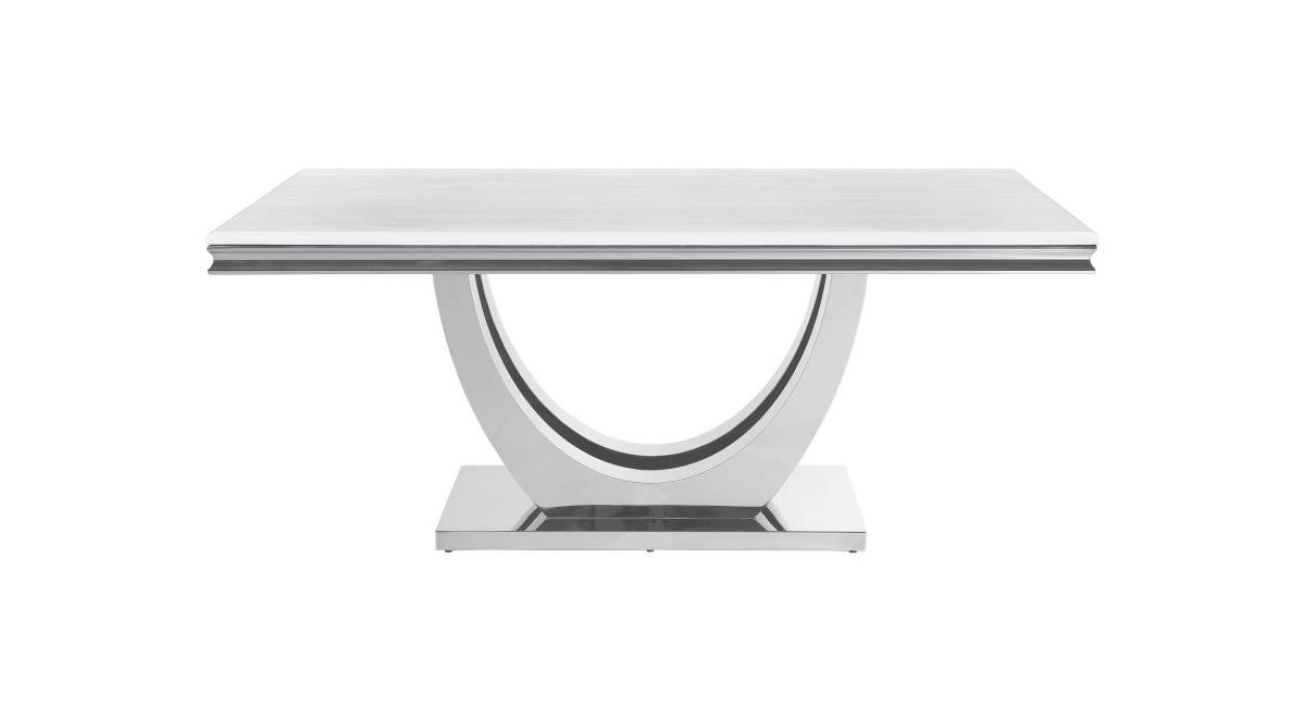 Sambell White Marble Top Dining Table