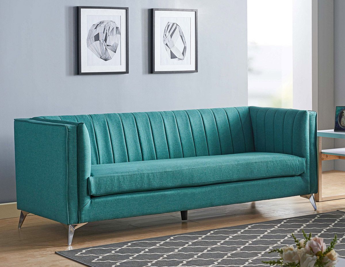 Samira Turquoise Fabric Sofa