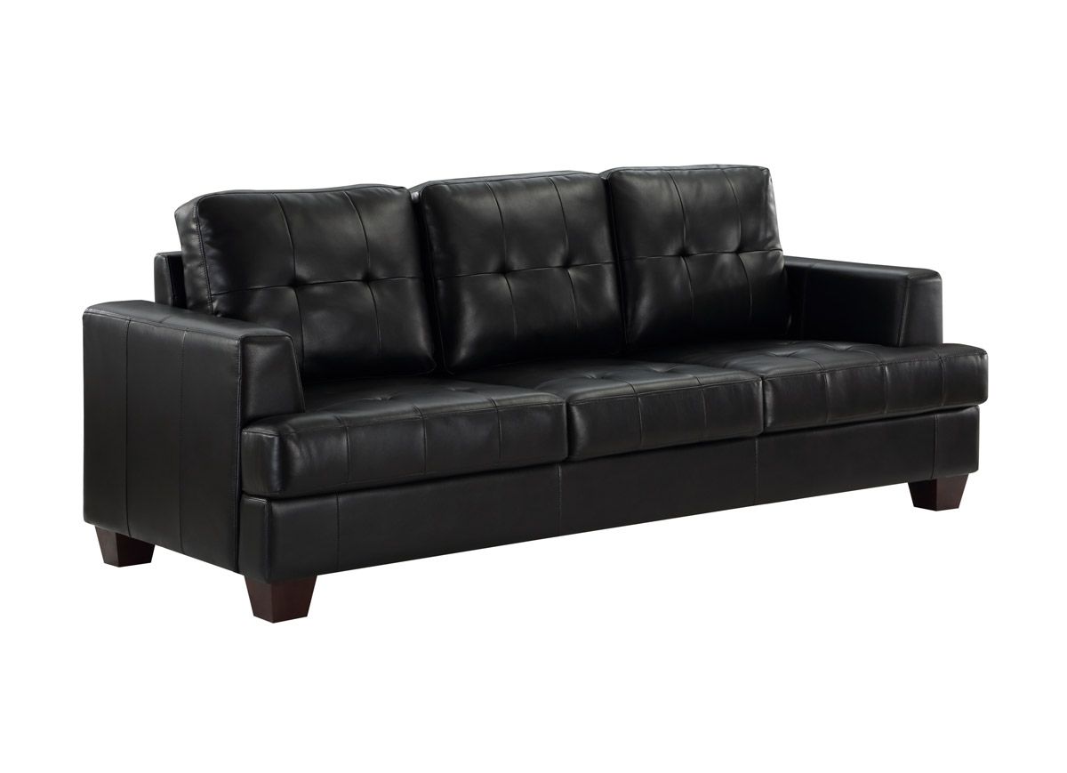 Samuel Black Leather Sofa
