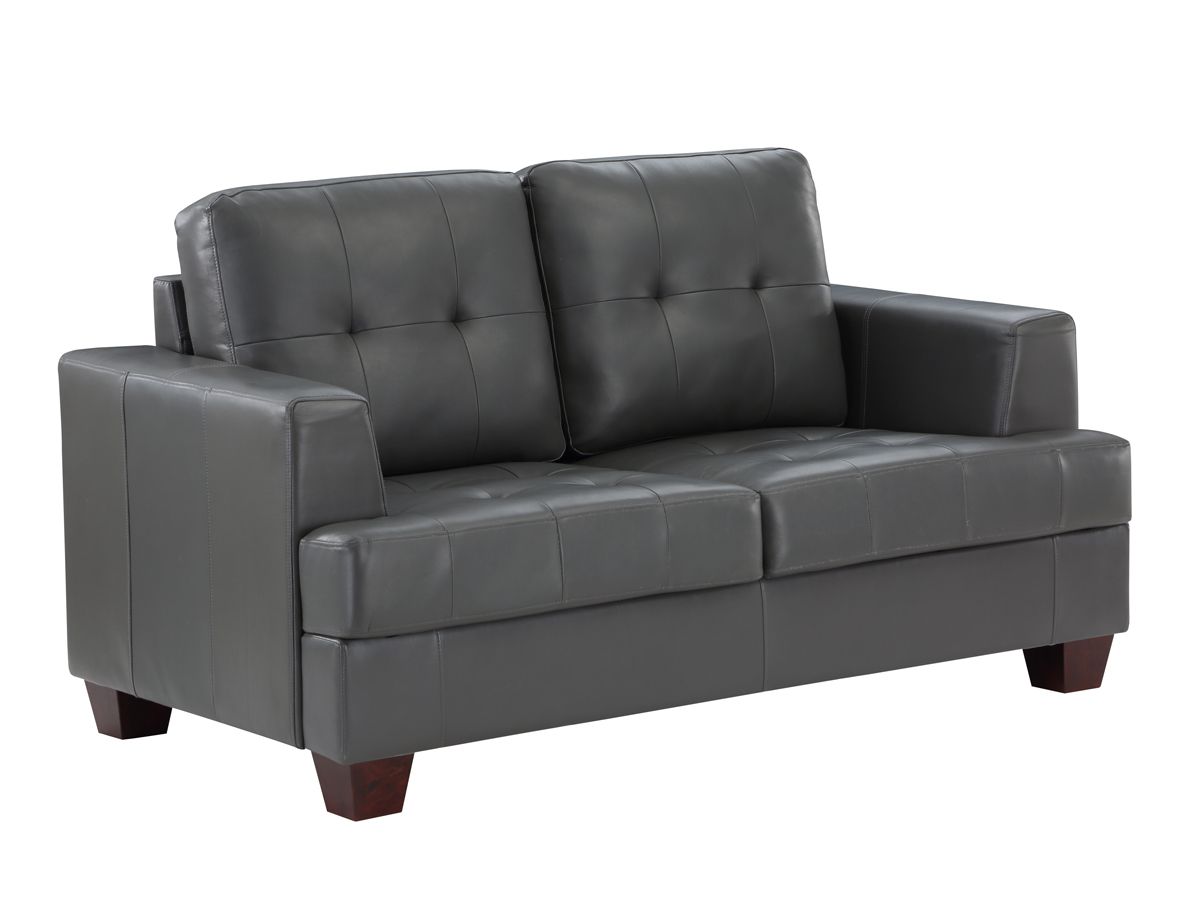 Samuel Grey Leather Casual Love Seat