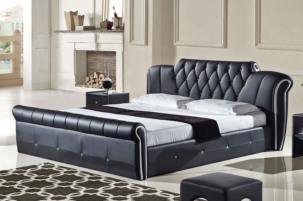 San Remo Black Leather Bed