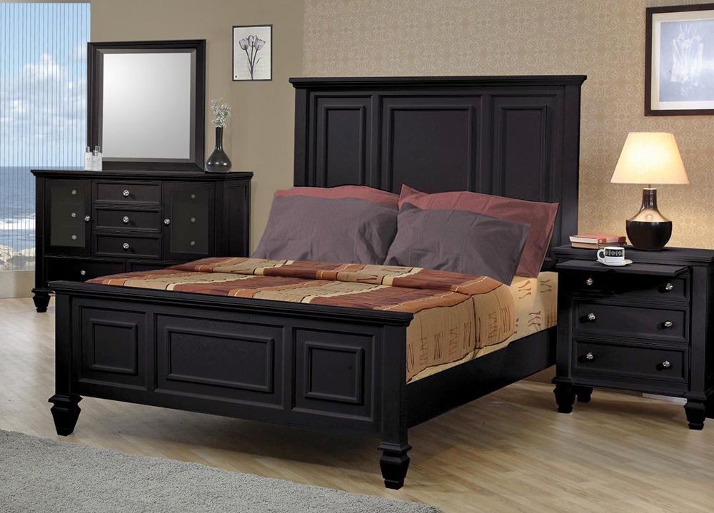 Sandy Beach Black Finish Bedroom Set