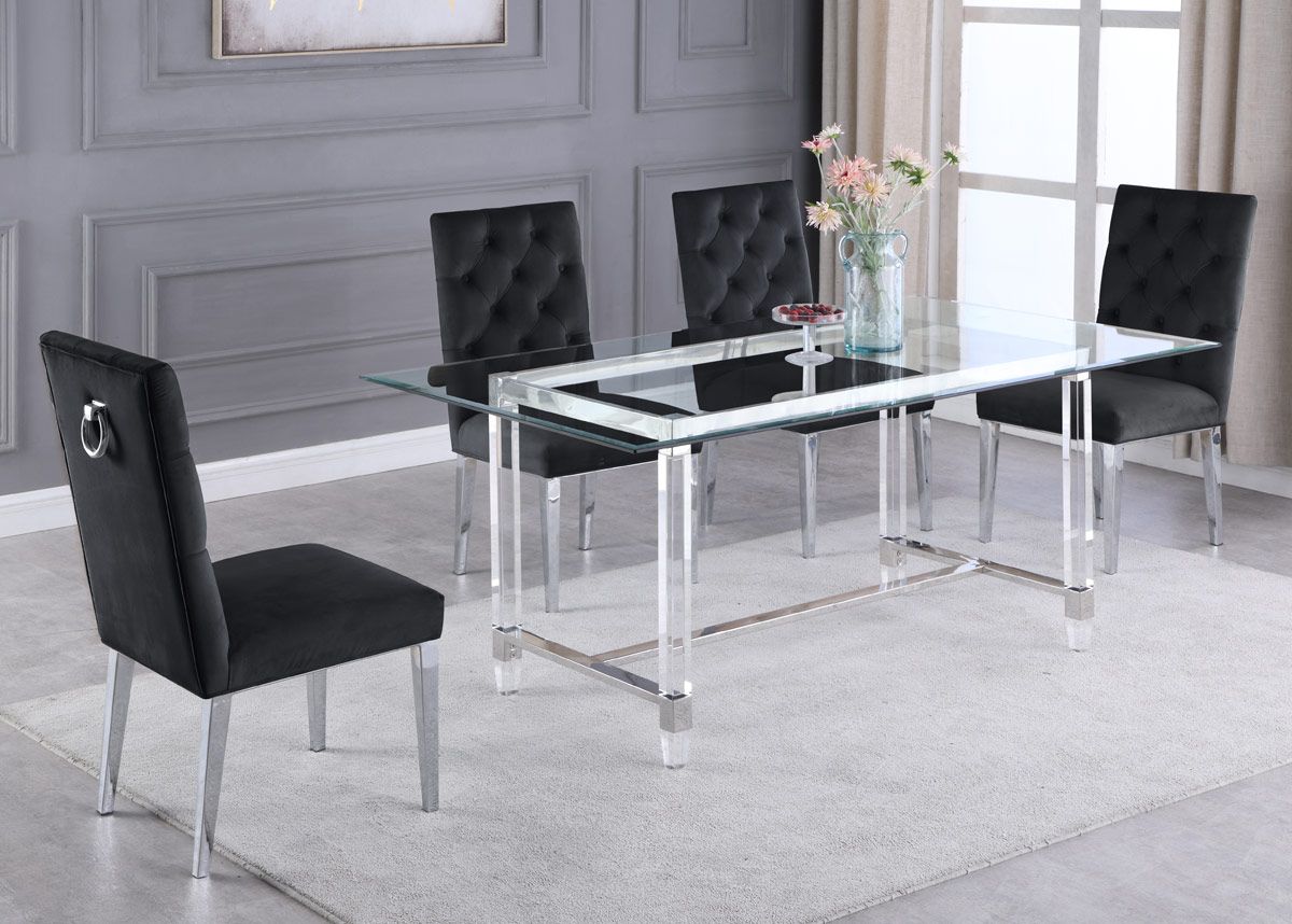 Sarey Table With Black Velvet Chairs