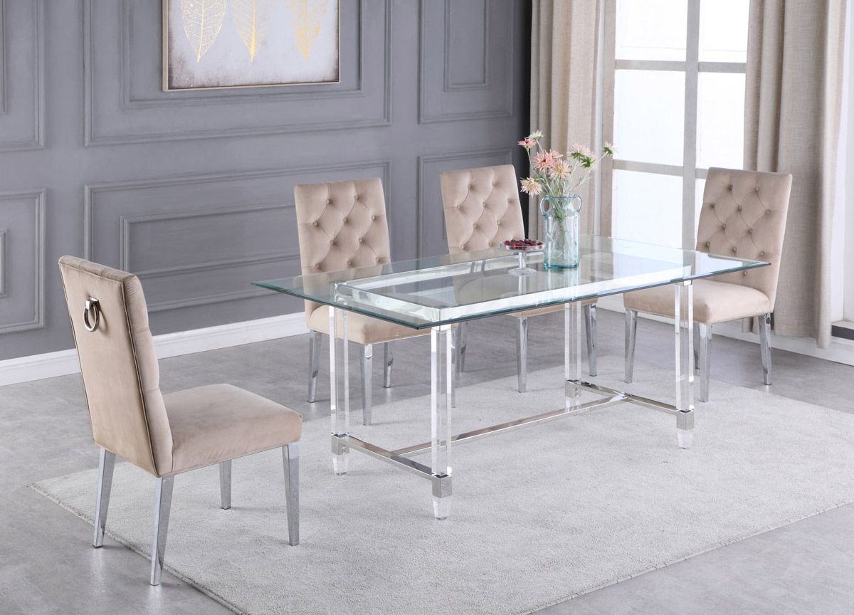 Sarey Acrylic Dining Table Set With Chairs