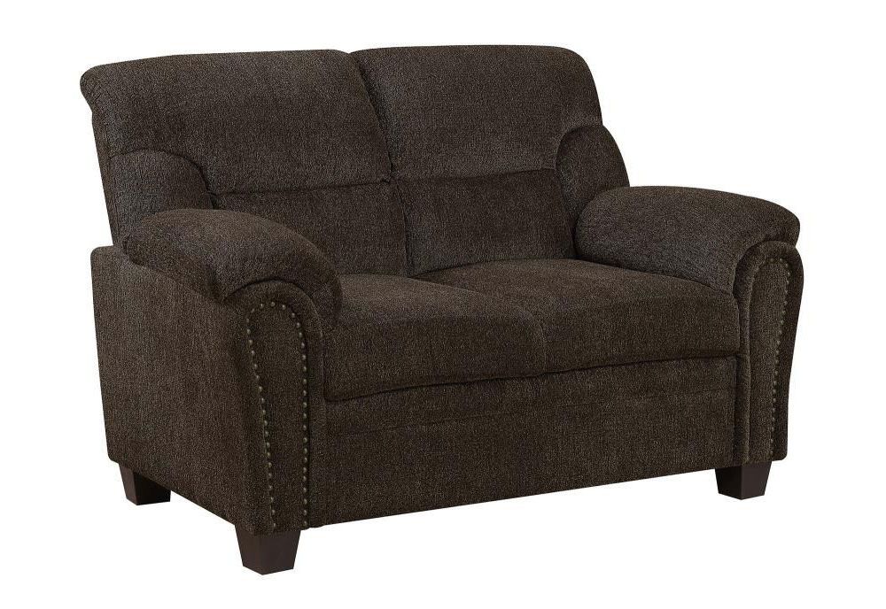 Sarum Brown Chenille Fabric Love Seat