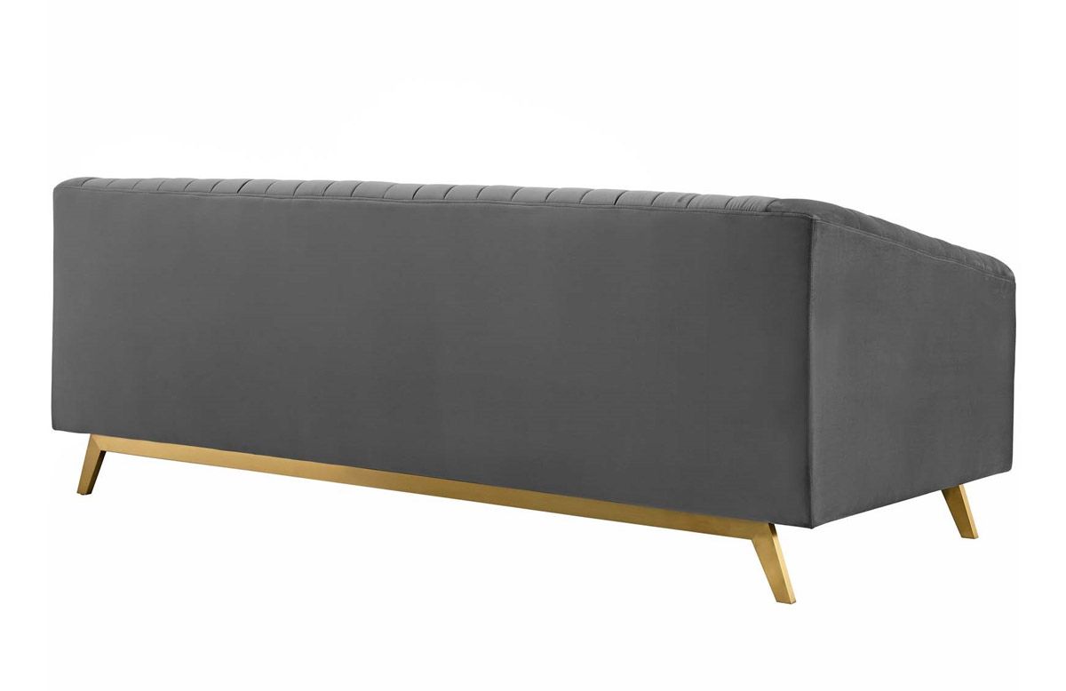 Saskia Grey Velvet Sofa Back Side